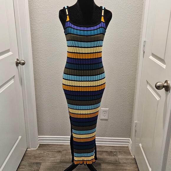 Solid & Striped Ribbed Tank Midi Dress Women’s M Multicolor Striped Beach Resort - Picture 4 of 16